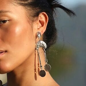 Free People Back To Brooklyn Dangle Silver Tone Boho Earrings